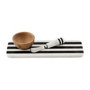 Brand New Black and White Marble Serving Board and Dip Set